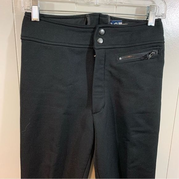Schoeller of Switzerland Black Wool Blend Vintage Zip Warm Stirrups Ski Pants 8 - Picture 2 of 10